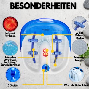 Steinborg SB-1050 Fußsprudelbad mit Massagefunktion 3 Stufen 60 Watt