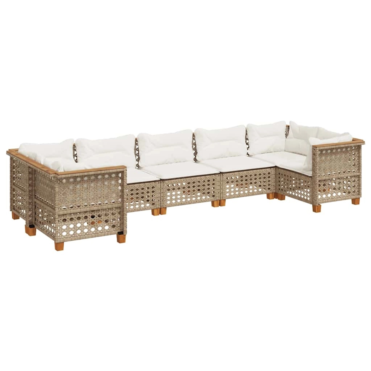 vidaXL 7-Tlg Garten-Sofagarnitur mit Kissen Beige Poly Rattan 3261976 günstig online kaufen