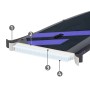 Detailaufnahme: Innenleben des schwarzen ECD Germany Stand Up Paddle Boards mit Sitz, Drop-Stitch Kern sichtbar.
