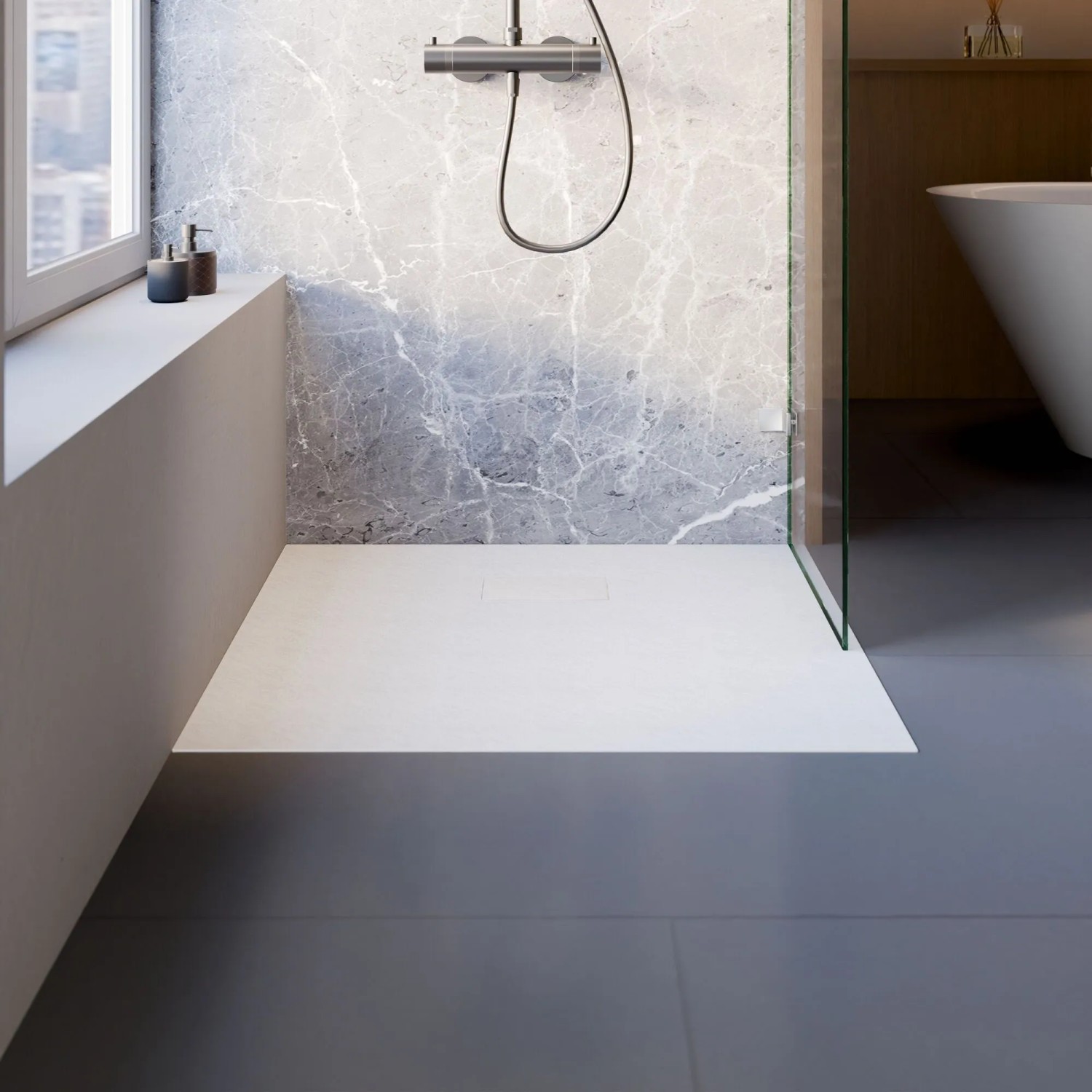 Schulte Duschwanne ExpressPlus Midra, 90x90 cm, extraflach, weiß, quadratisch für barrierefreies Bad.
