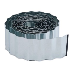 Relaxdays Rasenkante Metall Silber Flexibel 16 cm x 15 m 5,3 kg