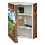 Weißer Banjado XXL Medizinschrank mit Herz-Motiv und Holzmuster, abschließbarer Arzneischrank für Bad.