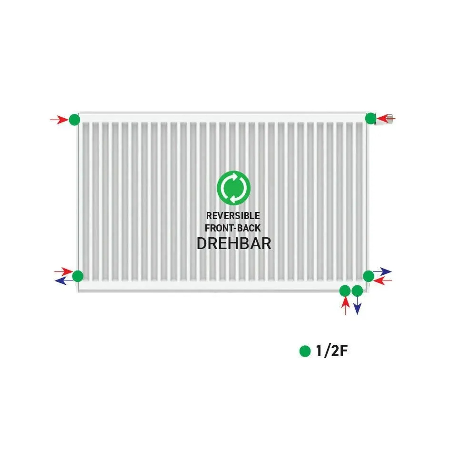 Belrad Universalheizkörper T22 400x1200, Kompaktheizkörper mit flexiblen Anschlüssen.