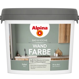 Eimer Alpina Wandfarbe Bad & Küche Salbei, geeignet für Feuchträume.