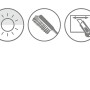 Piktogramme: Lichtdurchlässigkeit, Reinigung, Zuschneidbarkeit für Gardinia EasyFix Rollos