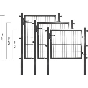 Anthrazitfarbenes Stahl-Gartentor mit Doppelstabmatten-Füllung in verschiedenen Größen.