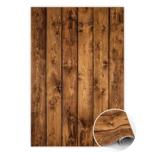 Tulup Vinyl Teppich mit Holzoptik, braun, 150x225cm. Pflegeleichter PVC Teppich für Innenräume.