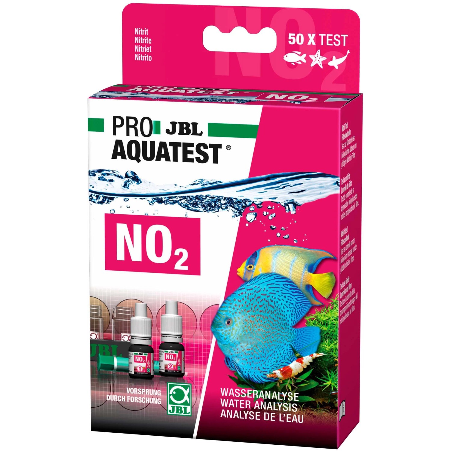 JBL ProAquaTest NO2 Nitrit Wassertest für Aquarien, zur Bestimmung des Nitritgehalts. Inkl. Testreagenzien und Zubehör.