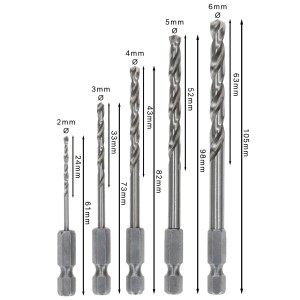 Bosch Metallbohrer Set, 5-teilig (2-6 mm), HSS-G Stahl, zylindrischer Schaft, für präzises Bohren in Metall.