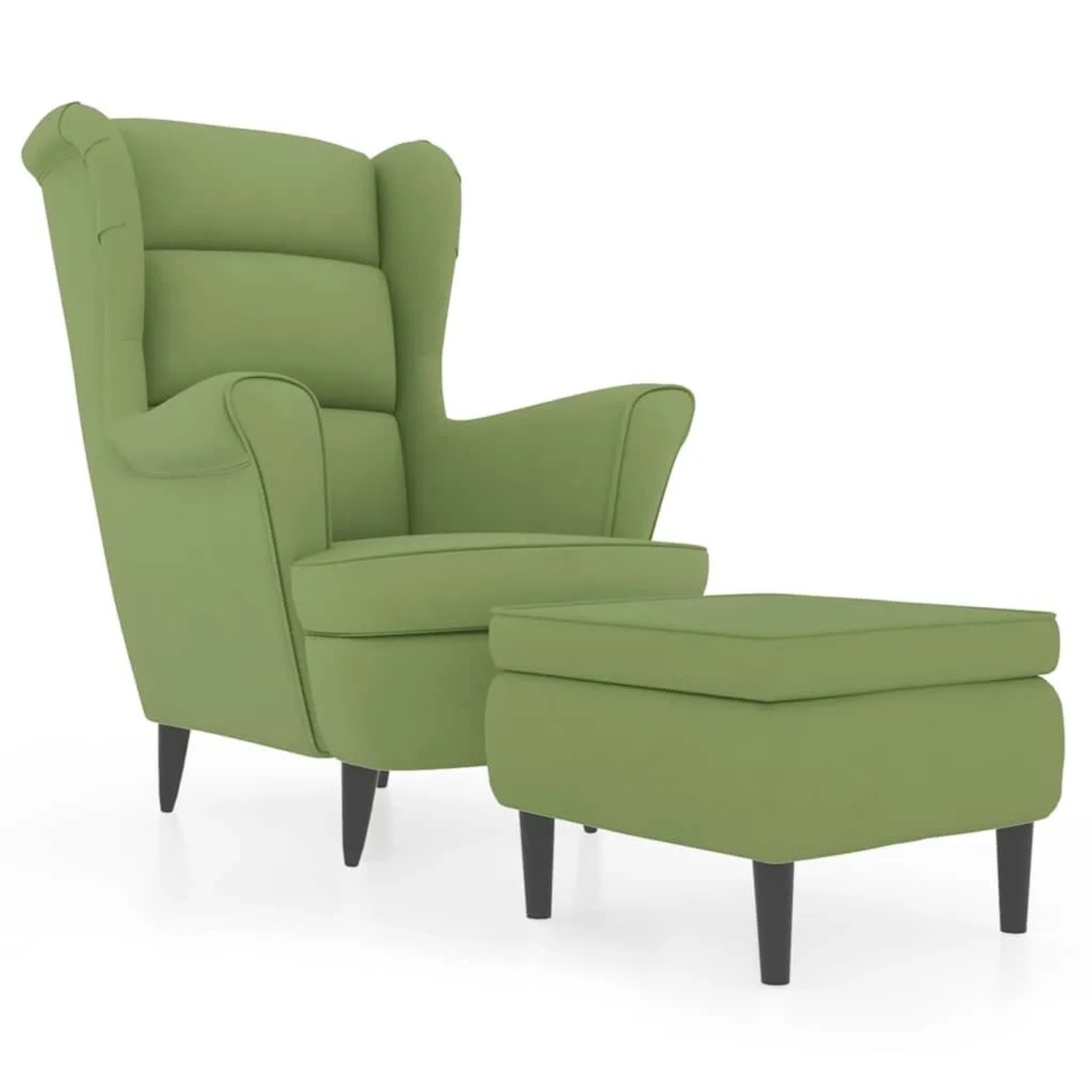 vidaXL Ohrensessel mit Hocker Hellgrün Samt 3115934