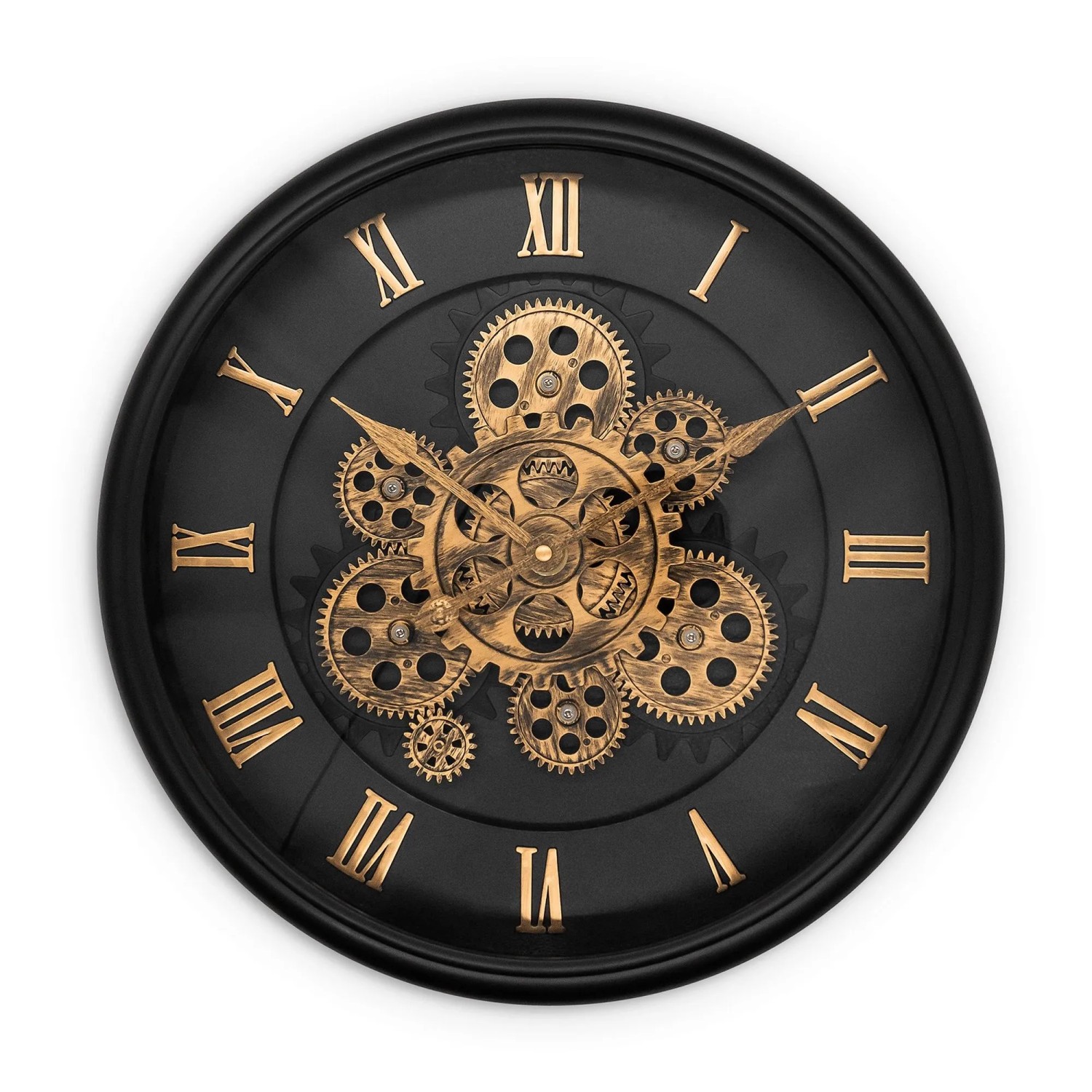 Wall-Art Wanduhr Zahnrad Ø 40 cm Schwarz-Gold