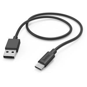 Schwarzes Hama USB-A auf USB-C Ladekabel, 1 m lang, für Handy-Zubehör.