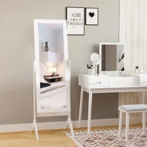 HOMCOM Standspiegel, weiß, 148cm hoch. Kippbarer Ganzkörperspiegel für Schlafzimmer oder Ankleide.