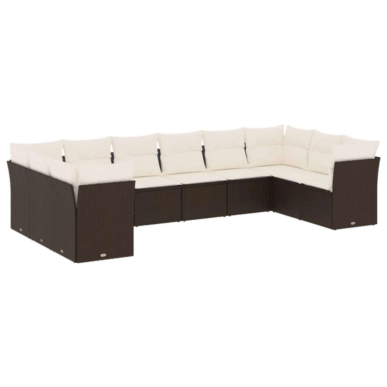vidaXL 10-Tlg Garten-Sofagarnitur mit Kissen Braun Poly Rattan 3218203 günstig online kaufen