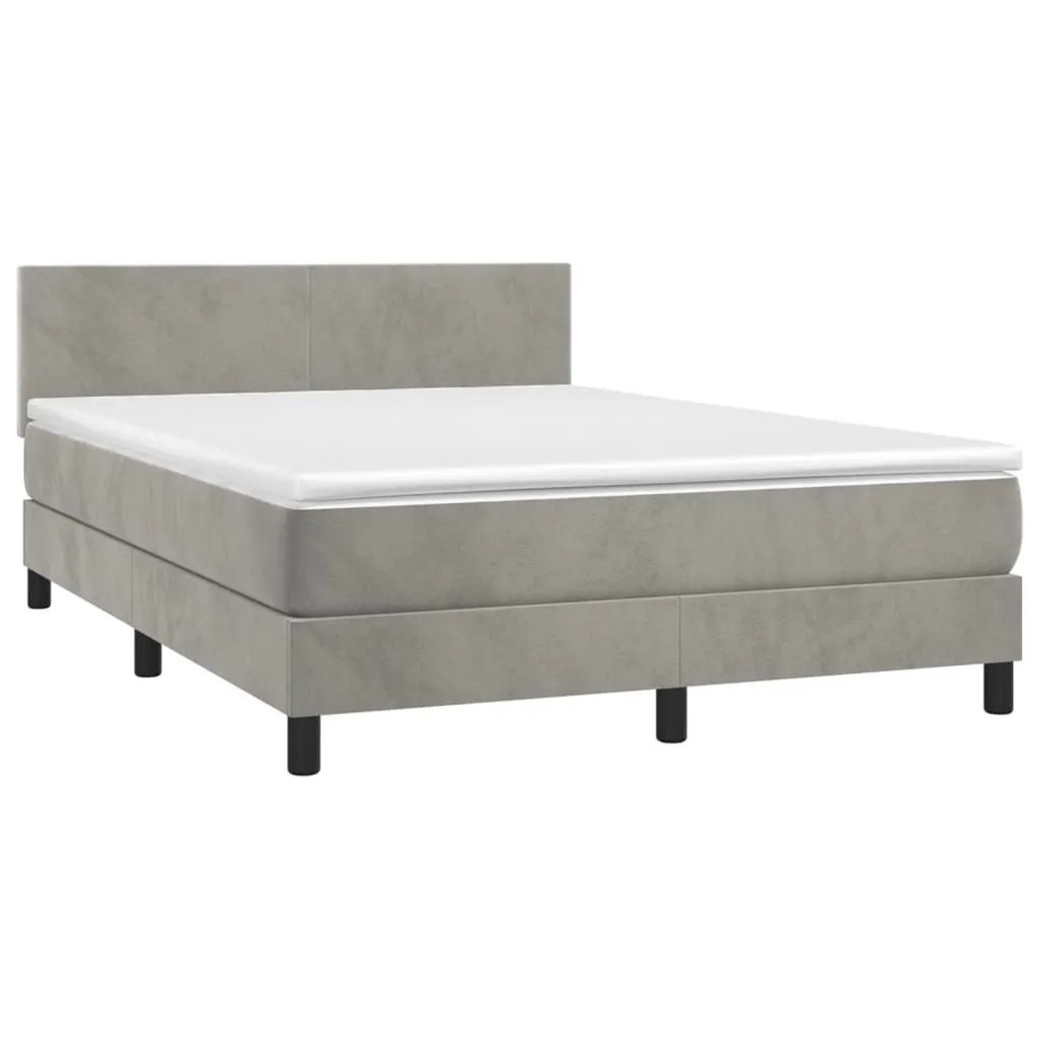 vidaXL Boxspringbett mit Matratze & LED Hellgrau 140x190 cm Samt 3134279 günstig online kaufen