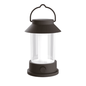 Schwarze Horntools Campinglampe mit bis zu 100 Stunden Leuchtdauer, dimmbar.