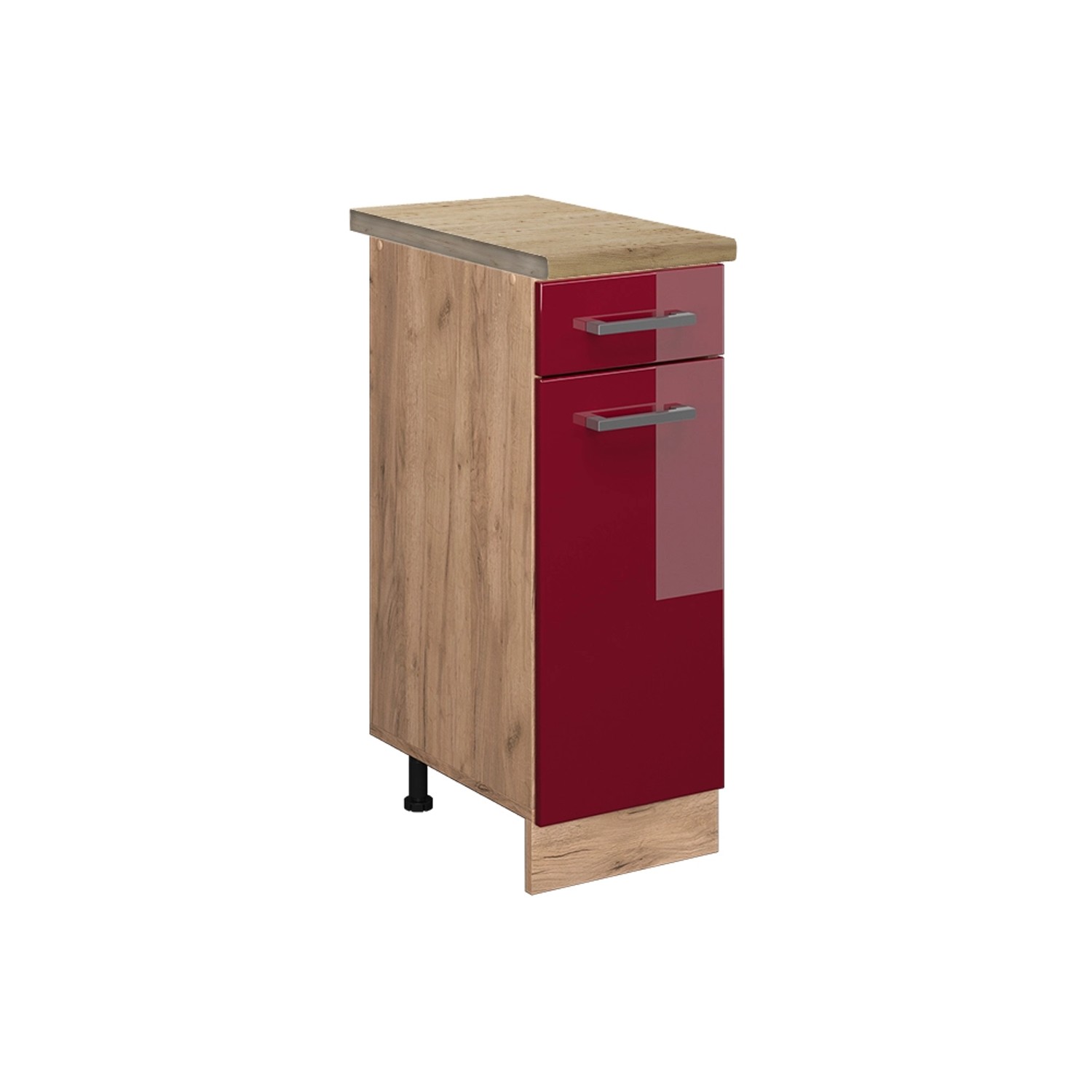 Vicco Küchenunterschrank R-Line Bordeaux Hochglanz/Goldkraft Eiche 30 cm AP günstig online kaufen