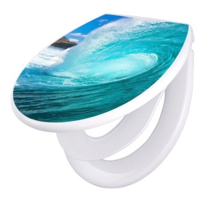 Banjado Familien WC-Sitz mit Absenkautomatik, Motiv Perfekte Welle. Klodeckel mit integriertem Kindersitz.