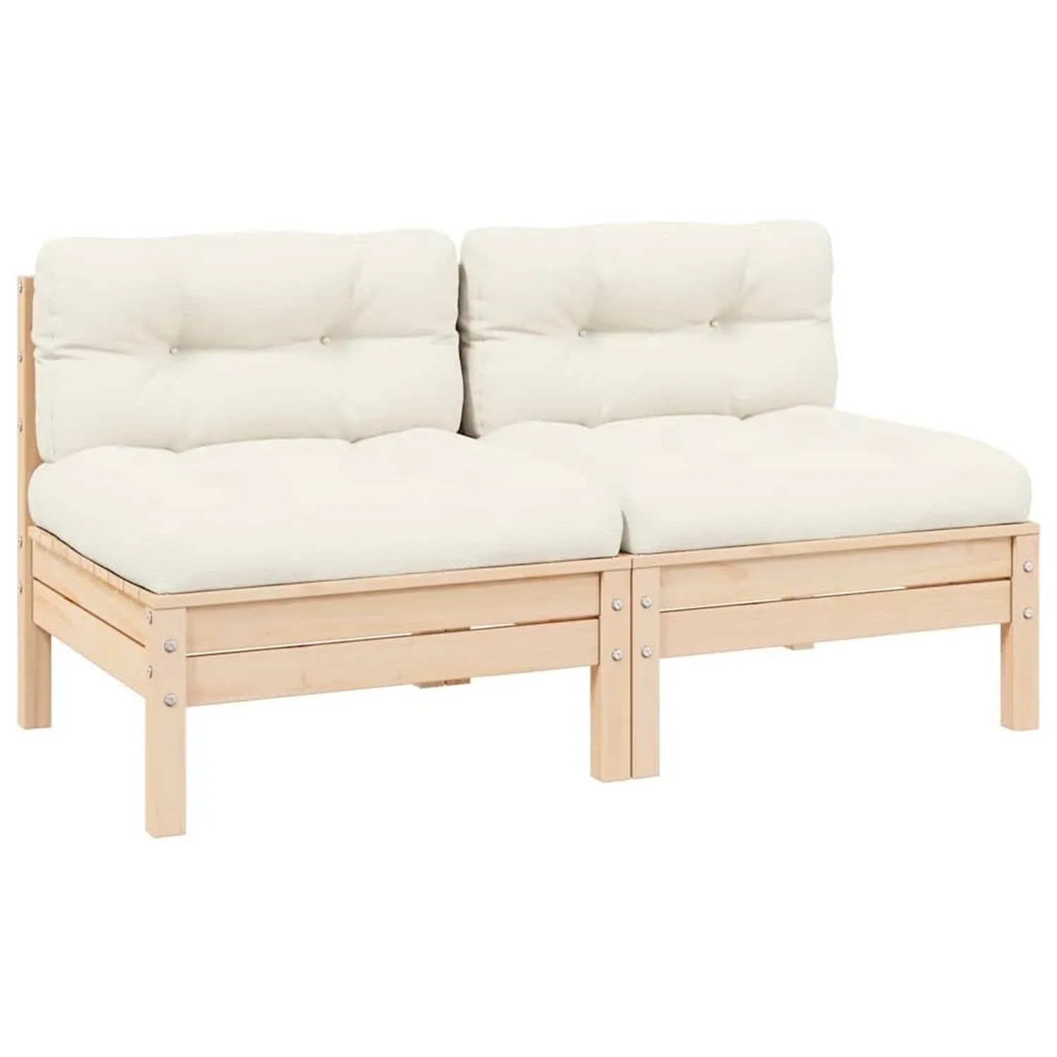 vidaXL Gartensofa 2-Sitzer mit Kissen in Creme Massivholz Kiefer 806652