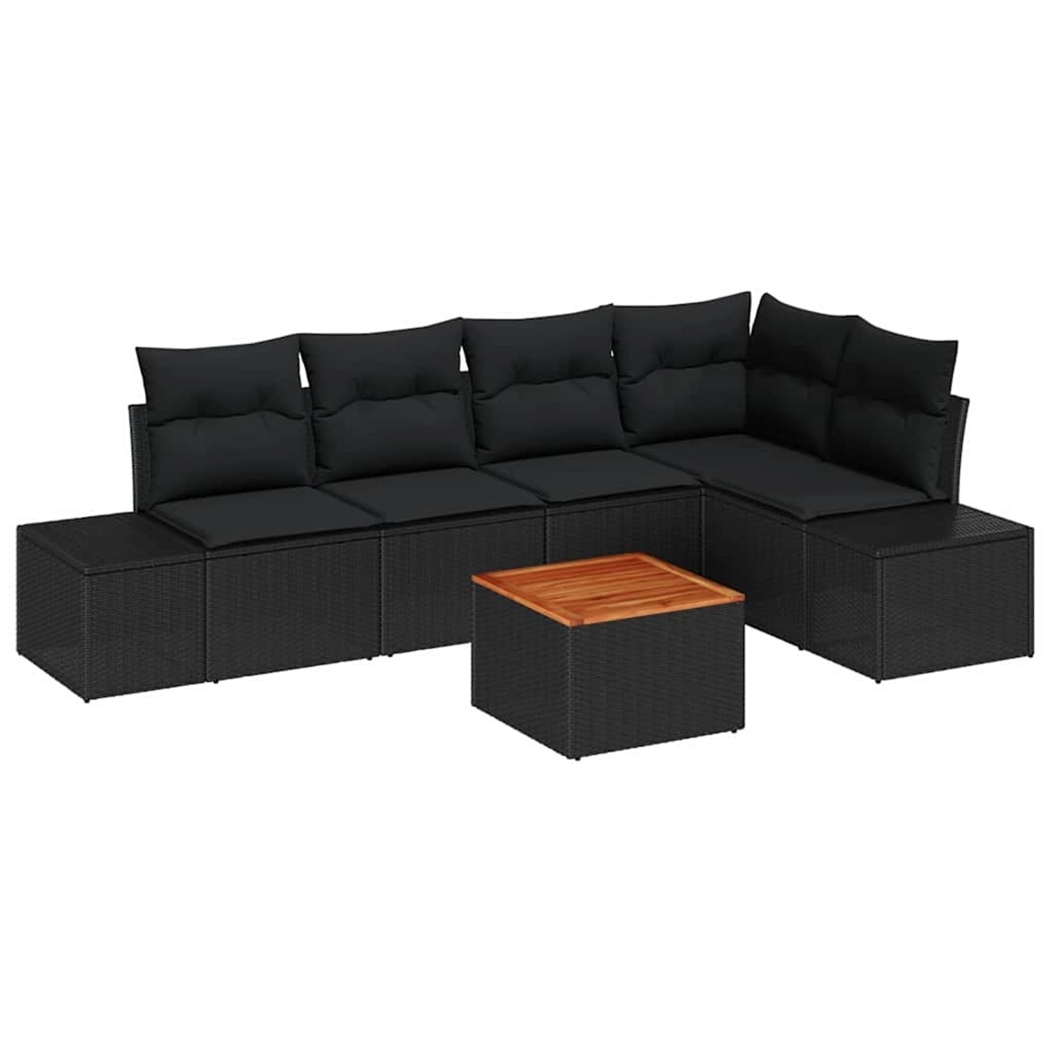 vidaXL Garten-Sofa-Set mit Kissen 6-Tlg Schwarz Poly Rattan 3347961 günstig online kaufen