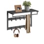 Schwarze Songmics Wandgarderobe Barnet-old mit Ablage, 10 Haken und Stange. Inkl. Deko.