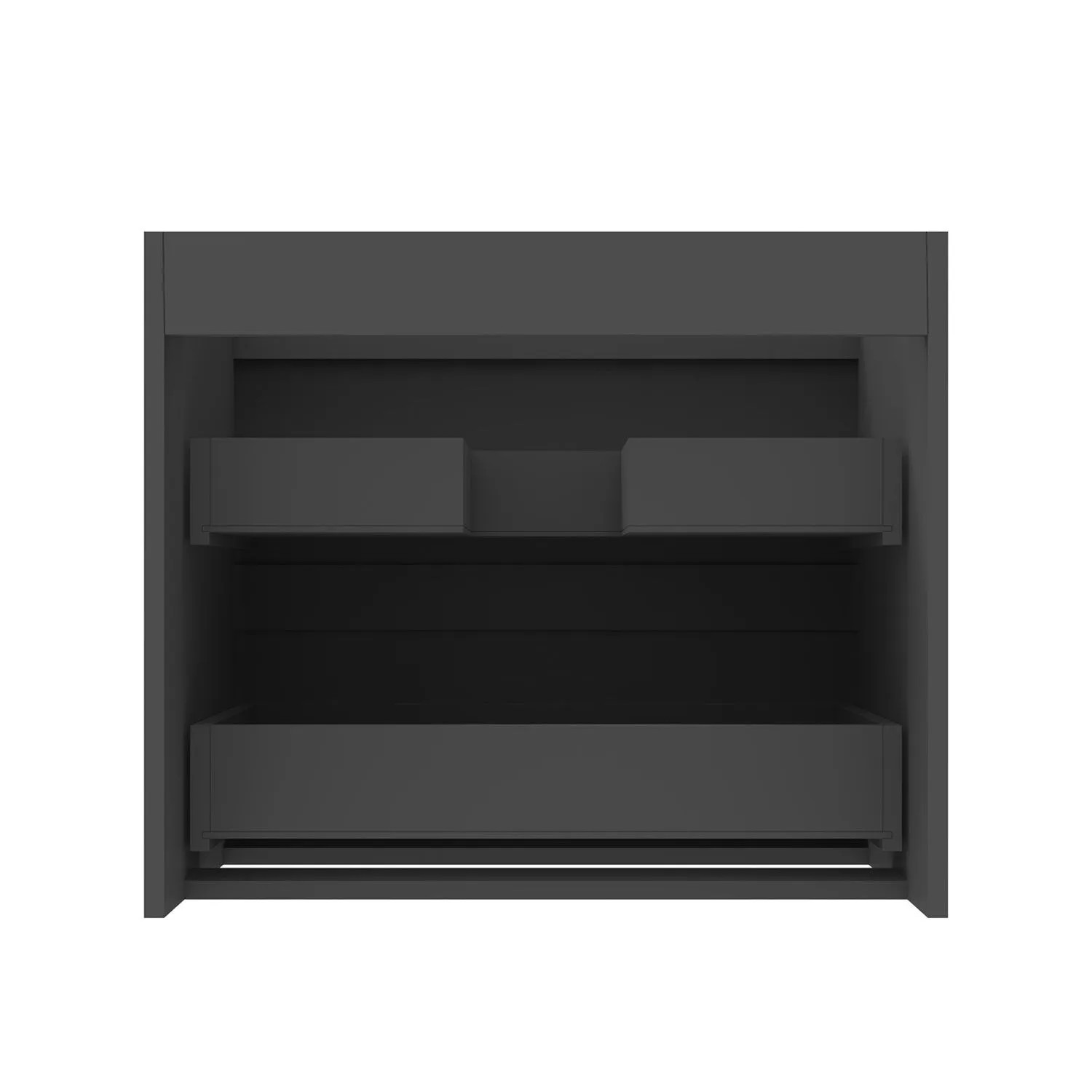 Waschbeckenunterschrank Y244X, matt Anthrazit, 60x39x52cm, mit 2 leicht geöffneten Schubladen.