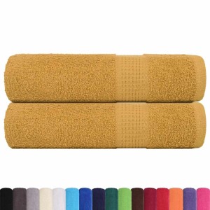 vidaXL Duschtücher 2 Stk Golden 70x140 cm 360 g/m² 100% Baumwolle 136809