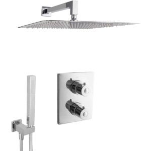 PaulGurkes Unterputz Duschset mit Thermostat und Kopf-, Handbrause, chrom.