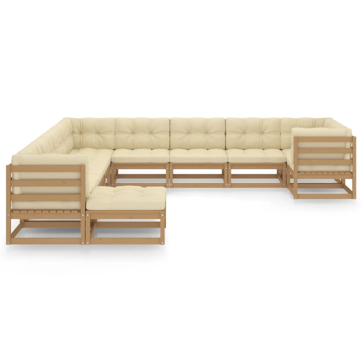 11-tlg. Garten-lounge-set Kissen Honigbraun Kiefer Massivholz günstig online kaufen