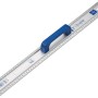 LUX Alu-Messlineal 60cm mit blauem Handgriff, beidseitige Skala für präzises Messen und Schneiden.