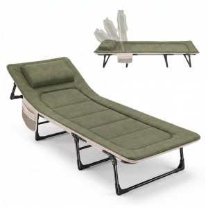 Sekey Campingbett, klappbares Faltbett mit Matratze und Kissen, grün, 193x70x29 cm.