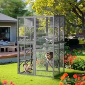 Wiltec Freilaufgehege Katzen 116X82X175,7Cm Katzenfreigehege Holz Außengehege