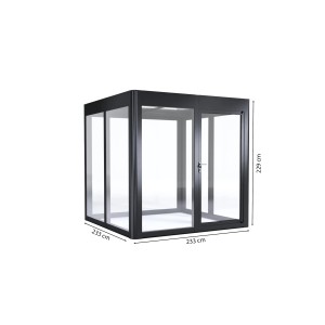 SunElements Gartenhaus SunGarden Infinity 2.2, anthrazit-metallic, 5,4 m², mit Maßen.