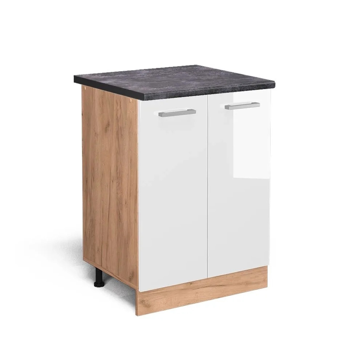 Vicco Küchenunterschrank R-Line Weiß Hochglanz Goldkraft Eiche 60 cm AP Anthrazit