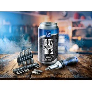 LUX-TOOLS Werkzeugdose, 18-teiliges Bit-Set mit Schraubendreher und verschiedenen Bits.