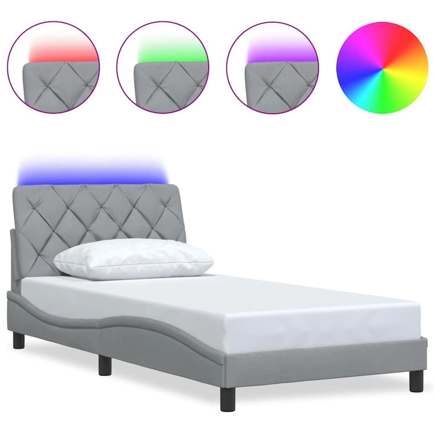 vidaXL Bettgestell mit LED ohne Matratze Hellgrau 100x200 cm Stoff 3310650 günstig online kaufen