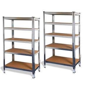 Doppelpack Ondis24 Schwerlastregale Basti, verzinkt, mit 5 Böden, ideal als Wandregal.