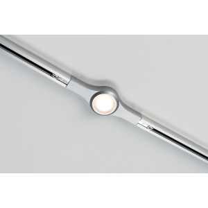 Paulmann URail LED-Linienverbinder, Chrom matt, für Schienensysteme, mit integrierter LED.