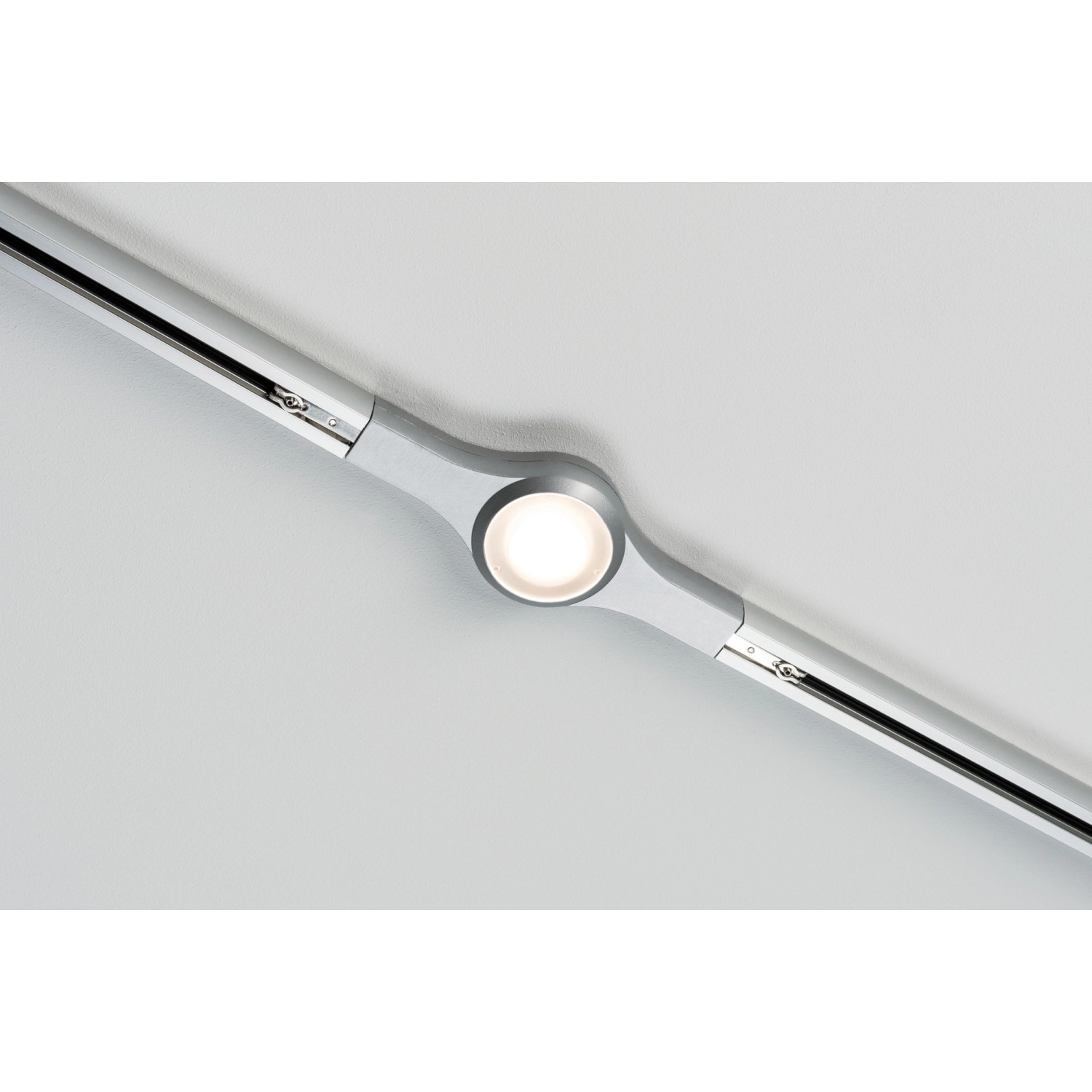 Paulmann URail LED-Linienverbinder, Chrom matt, für Schienensysteme, mit integrierter LED.