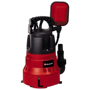 Einhell GC-DP 7035 LL Schmutzwasserpumpe, rot/schwarz, mit Schwimmerschalter und Tragegriff.