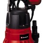 Einhell GC-DP 7035 LL Schmutzwasserpumpe, rot/schwarz, mit Schwimmerschalter und Tragegriff.