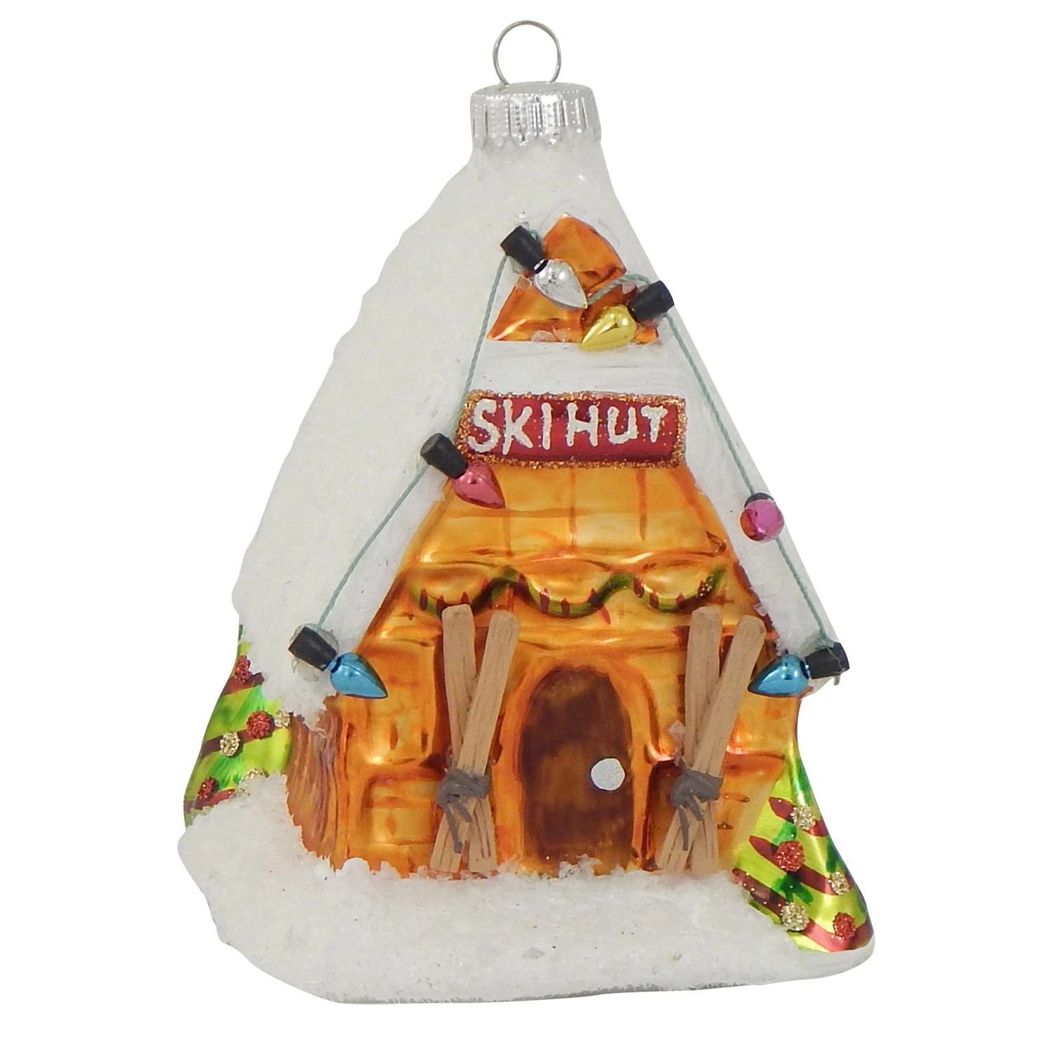 Krebs Glas Lauscha Weihnachtsornament Ski-Hütte 1-tlg. 11cm