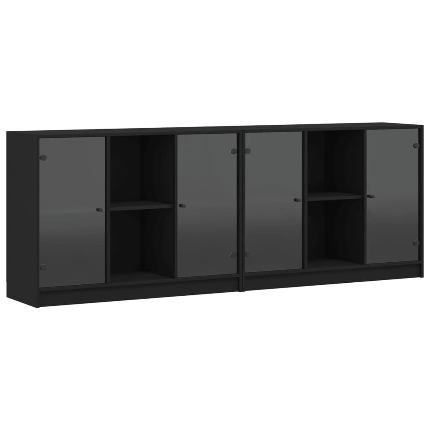 vidaXL Bücherregal Bücherschrank mit Türen Schwarz 204x37x75 cm Spanplatte günstig online kaufen