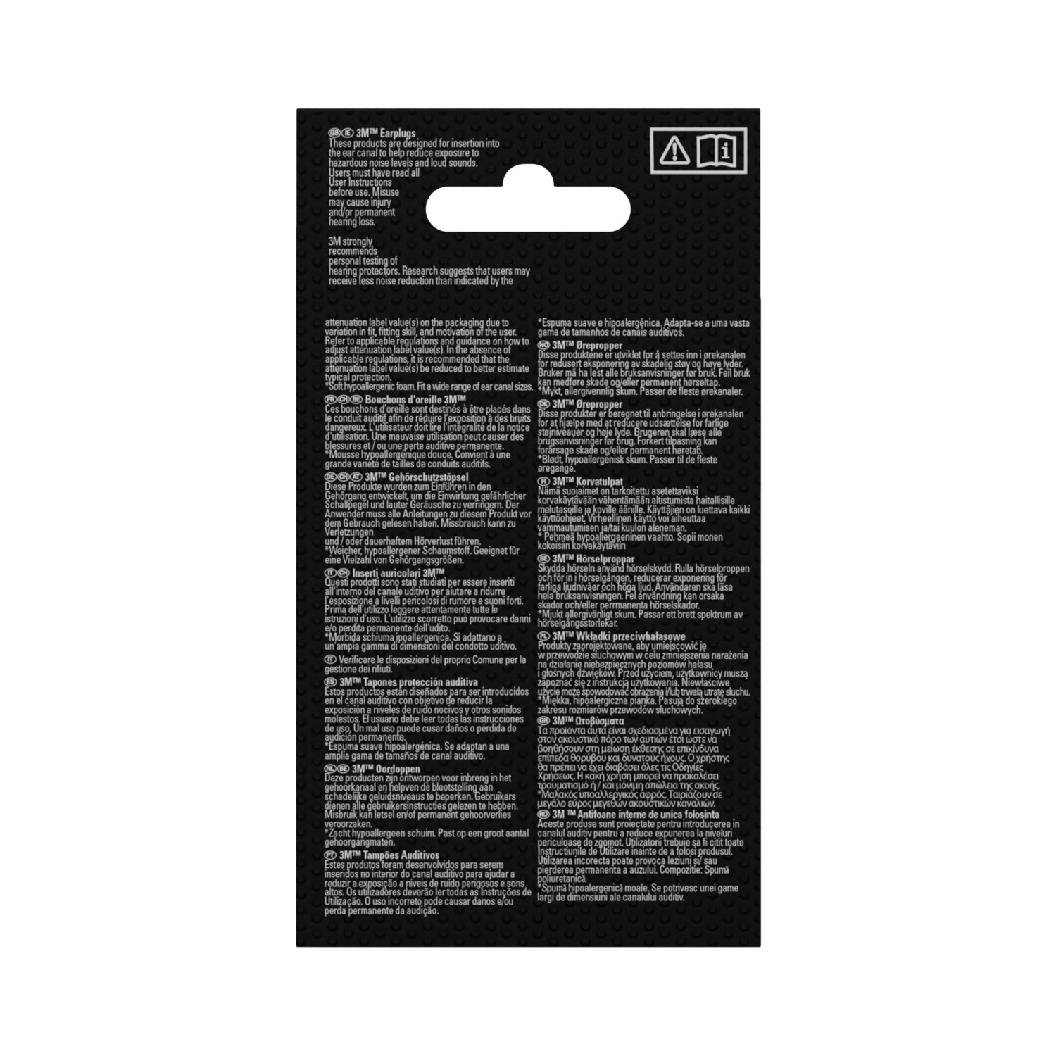 Verpackung der 3M 1100 Gehörschutzstöpsel, Einwegprodukt für hohen Tragekomfort.
