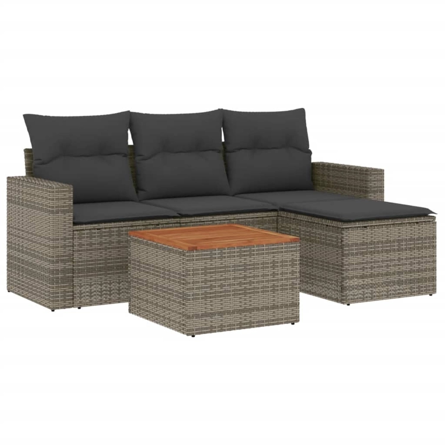 Thumbnail - vidaXL 5-Tlg Garten-Sofagarnitur mit Kissen Grau Poly Rattan 3256424