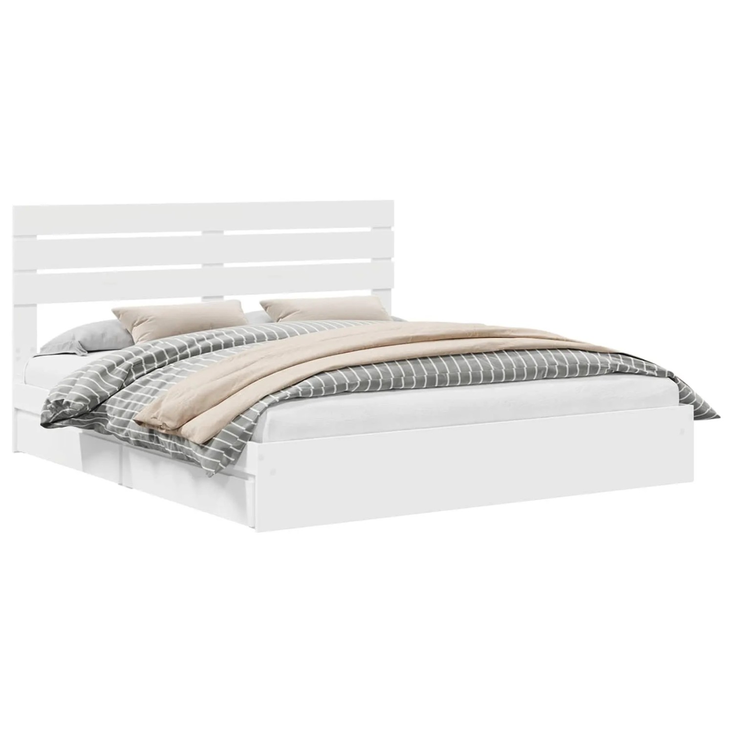 vidaXL Stauraumbett mit Kopfteil Weiß 180 x 200 cm Holzwerkstoff 3411549 günstig online kaufen