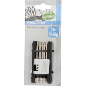Fischer Multitool für Fahrrad und E-Bike, 15 Funktionen, verpackt.