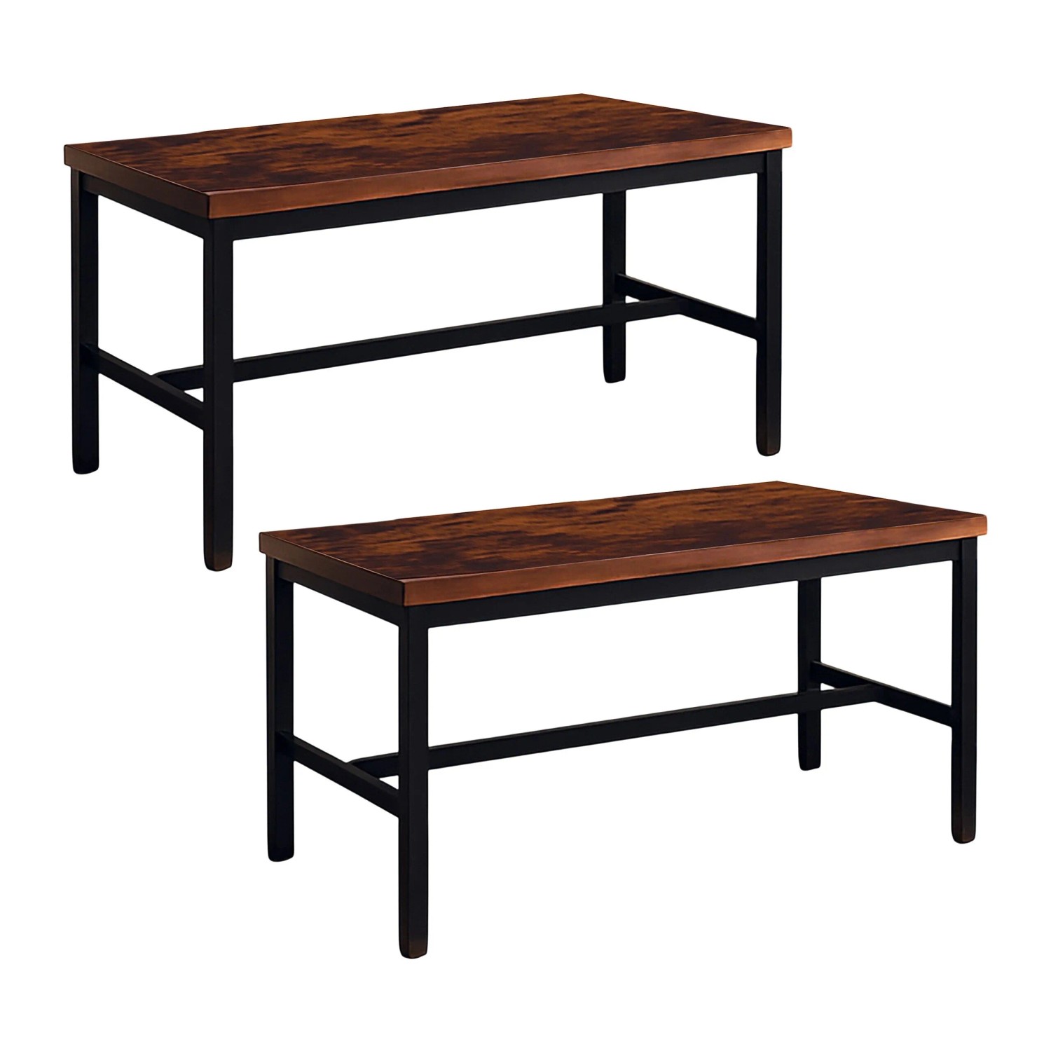Relaxdays Sitzbank 2er Set MDF Eisen Dunkelbraun Platzsparend 51 cm x 108 cm x 32 cm