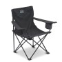 Schwarzer Westline Campingstuhl Travel Chair mit Armlehnen und Getränkehalter für Angelausflüge.