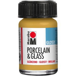 Marabu Porcelain & Glass Glossy Metallic-Gold, 15ml Flasche Porzellanfarbe.